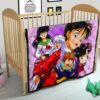 Inuyasha Anime Premium Quilt Inuyasha Kagome And The Gang Sakura Blossom Pink Quilt Blanket 21