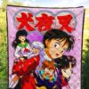 Inuyasha Anime Premium Quilt Inuyasha Kagome And The Gang Sakura Blossom Pink Quilt Blanket 5