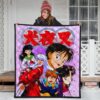 Inuyasha Anime Premium Quilt Inuyasha Kagome And The Gang Sakura Blossom Pink Quilt Blanket 3