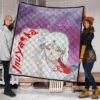 Inuyasha Anime Premium Quilt Sad Sesshomaru Face Sakura Blossom Flower At Night Quilt Blanket 1