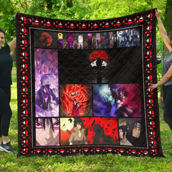 Itachi Vs Sasuke Uchiha Premium Quilt Blanket Anime Home Decor Custom For Fans