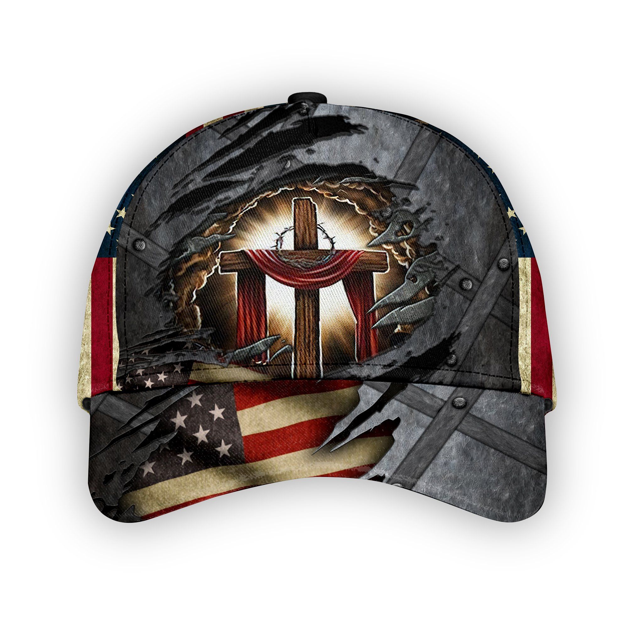 Jesus Cross US Flag Custom Classic Cap