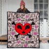 Love Premium Quilt - Love Text Patterns Skull Heart Symbol Quilt Blanket 3