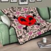 Love Premium Quilt - Love Text Patterns Skull Heart Symbol Quilt Blanket 17