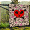 Love Premium Quilt - Love Text Patterns Skull Heart Symbol Quilt Blanket 13