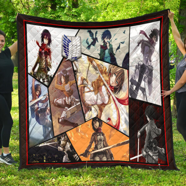 Mikasa Ackerman Attack On Titan Premium Quilt Blanket Anime Home Decor Custom For Fans