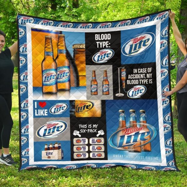 Miller Lite Quilt Blanket Funny Gift For Beer Lover