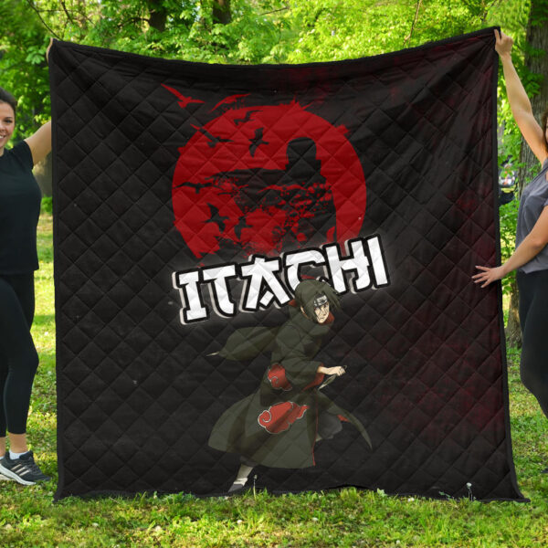 Naruto Anime Itachi Uchiha Crow Fading Silhouette Premium Quilt Blanket