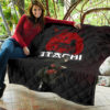 Naruto Anime Itachi Uchiha Crow Fading Silhouette Premium Quilt Blanket 11