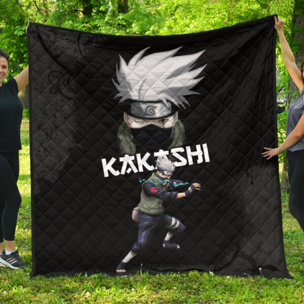 Naruto Anime Kakashi Hatake Sharingan Copy Ninja Black Premium Quilt Blanket