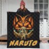 Naruto Anime Naruto Together With Kurama In Battle Premium Quilt Blanket 3