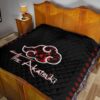 Naruto Anime Premium Quilt - Akatsuki Members In Red Cloud Sharingan Patterns Quilt Blanket 19