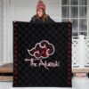 Naruto Anime Premium Quilt - Akatsuki Members In Red Cloud Sharingan Patterns Quilt Blanket 3