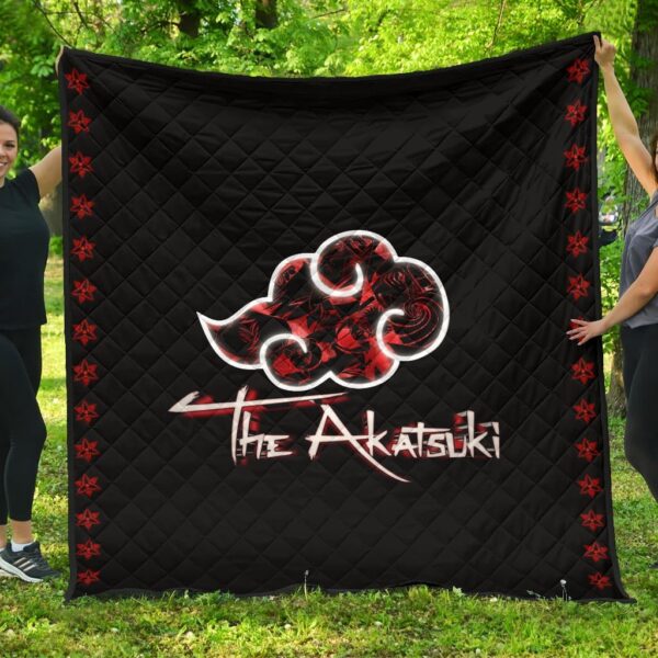 Naruto Anime Premium Quilt – Akatsuki Members In Red Cloud Sharingan Patterns Quilt Blanket