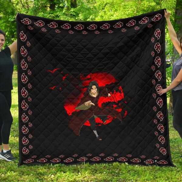 Naruto Anime Premium Quilt – Itachi After Reincarnation Red Moon Akatsuki Cloud Quilt Blanket