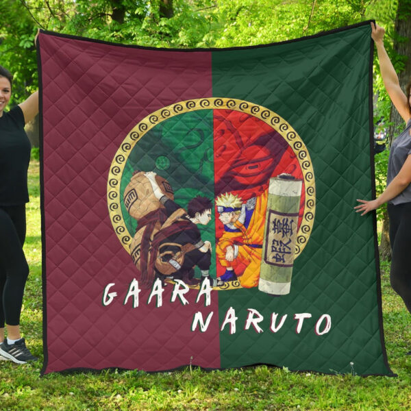 Naruto Anime Premium Quilt – Little Gaara And Naruto With Shukaku And Gamabunta First Fighting Quilt Blanket