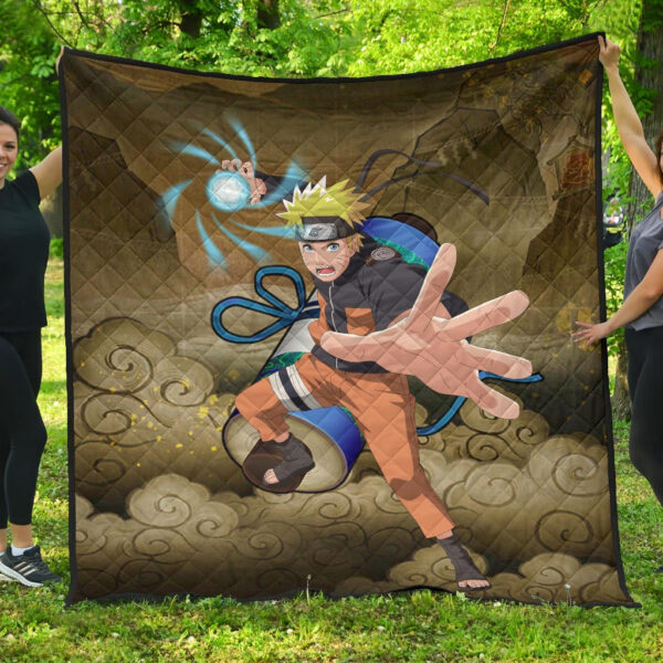 Naruto Anime Premium Quilt – Naruto Rasengan Giant Scroll Sage Scene Quilt Blanket