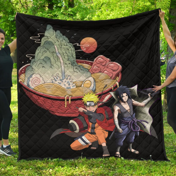 Naruto Anime Premium Quilt – Naruto Sage Mode With Sasuke Take Off Cloak Ramen Quilt Blanket