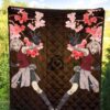 Naruto Anime Premium Quilt - Sakura Punch Cherry Blossom Konoha Symbol Quilt Blanket 5