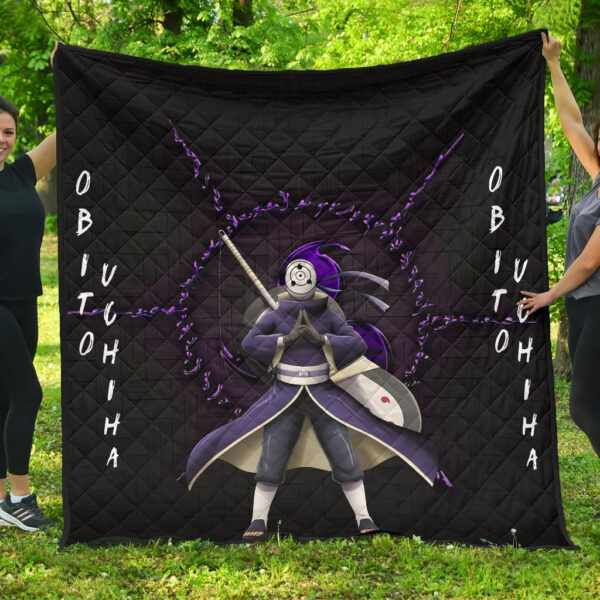 Naruto Anime Premium Quilt – Uchiha Obito Purple Sharingan Minimal Quilt Blanket