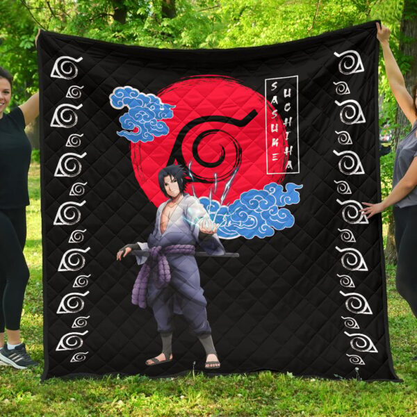 Naruto Anime Sasuke Chidori Power Konoh Symbol Premium Quilt Blanket