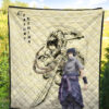 Naruto Anime Sasuke Uchiha Using Sword Black Painting Artwork Premium Quilt Blanket 5