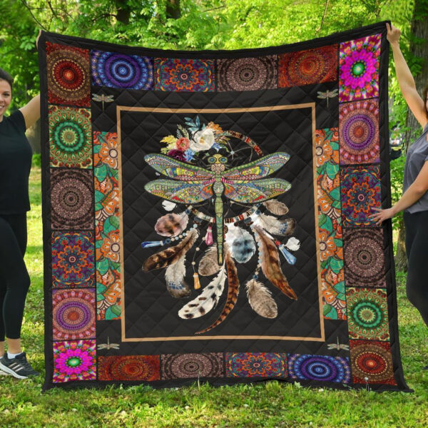 Native Dragonfly Dreamcatcher Quilt Blanket Bedding Decor Idea