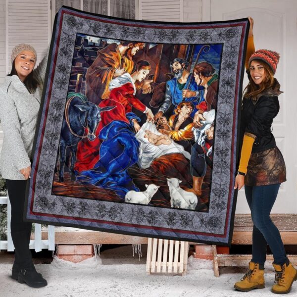 Nativity Christmas Scene Quilt Blanket Xmas Gift Idea