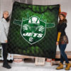 New York American Football Jets Football Jets Player Silhouette Dark Green Premium Quilt Blanket 1