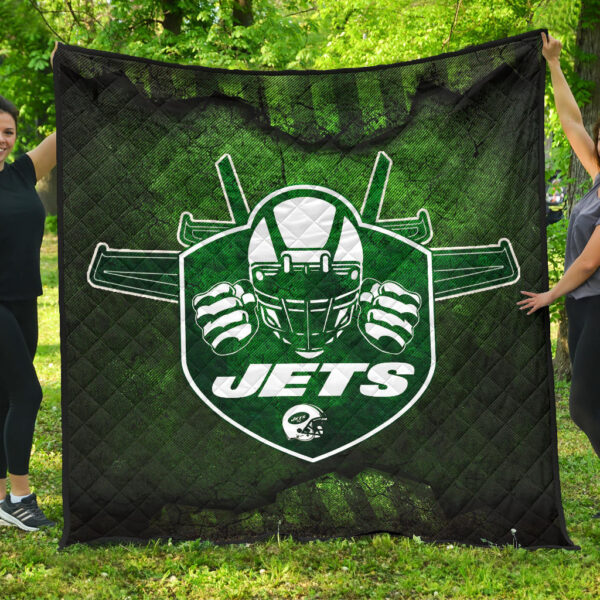 New York American Football Jets Football Jets Player Silhouette Dark Green Premium Quilt Blanket