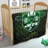 New York American Football Jets Football Jets Player Silhouette Dark Green Premium Quilt Blanket 21