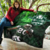 New York American Football Jets Football Player 20 Grab Rugby Ball Running Green Premium Quilt Blanket 11