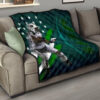 New York American Football Jets Football Player 24 Running Fading American Flag Premium Quilt Blanket 15