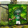 New York American Football Jets Football Player 89 Celebrating Score Holding Ball Premium Quilt Blanket 13