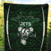 New York American Football Jets Football Rush Artwork Jumping Dark Green Premium Quilt Blanket 5