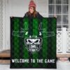 New York American Football Jets Football Skull Wearing Helmet Welcome To The Game Premium Quilt Blanket 3