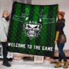 New York American Football Jets Football Skull Wearing Helmet Welcome To The Game Premium Quilt Blanket 1