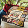 On Dark Desert Highway Hippie Van Bulldog Quilt Blanket Dog Lover 11