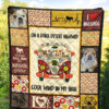 On Dark Desert Highway Hippie Van Bulldog Quilt Blanket Dog Lover 5