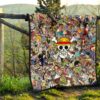 One Piece Anime Premium Quilt - Full Characters Background Big Skull Pirate Symbol Quilt Blanket 13