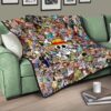 One Piece Anime Premium Quilt - Full Characters Background Big Skull Pirate Symbol Quilt Blanket 17