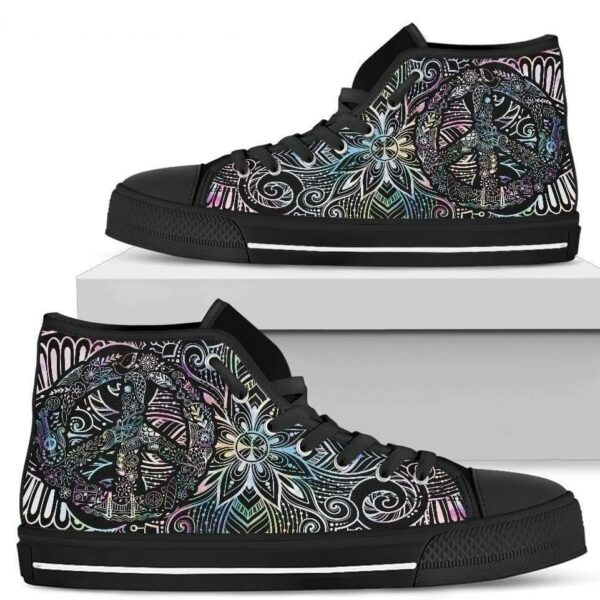 Peace Sign Hippie Style Women Sneaker High Top