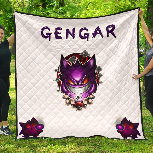 Pokemon Anime Evil Black Gengar Dark Power White Premium Quilt Blanket