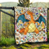 Pokemon Anime Premium Quilt - Charizard Flame Dragon Tiny Pokemon Patterns Background Quilt Blanket 13