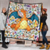 Pokemon Anime Premium Quilt - Charizard Flame Dragon Tiny Pokemon Patterns Background Quilt Blanket 1