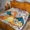 Pokemon Anime Premium Quilt - Charizard Flame Dragon Tiny Pokemon Patterns Background Quilt Blanket 19