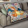 Pokemon Anime Premium Quilt - Charizard Flame Dragon Tiny Pokemon Patterns Background Quilt Blanket 15