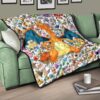 Pokemon Anime Premium Quilt - Charizard Flame Dragon Tiny Pokemon Patterns Background Quilt Blanket 17