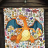 Pokemon Anime Premium Quilt - Charizard Flame Dragon Tiny Pokemon Patterns Background Quilt Blanket 7