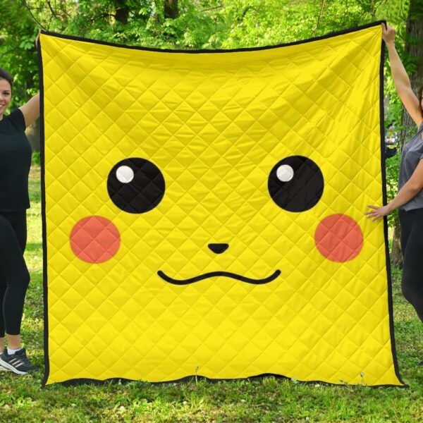 Pokemon Anime Premium Quilt – Cute Minimalist Pikachu Yellow Face Quilt Blanket